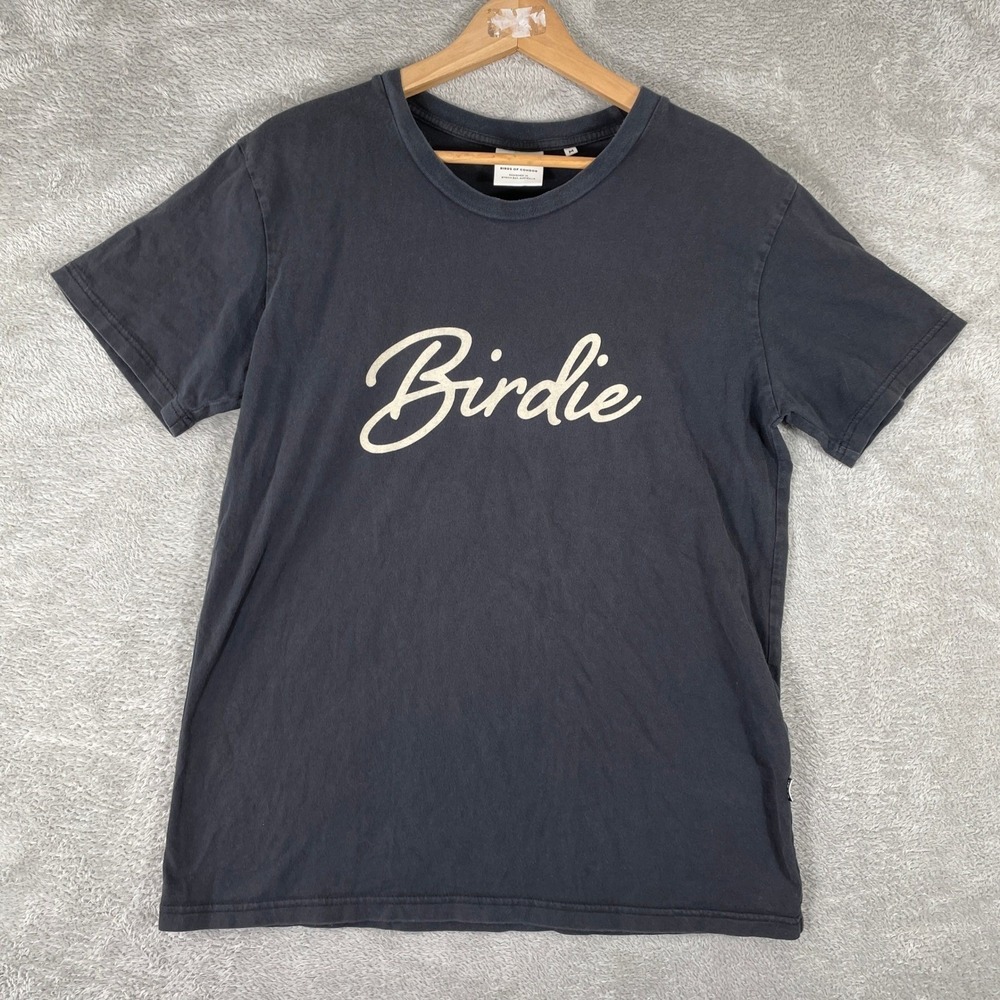 Birds of Condor Shirt Mens Medium Black Birdie Script Organic Cotton Golf Tee